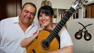 Tocando flamenco CON MI PADRE Guitarra cante y castañuelas [upl. by Demah]