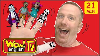 Finger Family Halloween Spooky Stories for Kids from Steve and Maggie  Speaking Wow English TV [upl. by Choo]