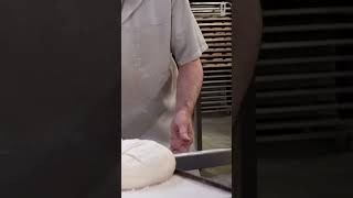 Baking amp Slicing White Round Sourdough food bakery bread baker breadbaker baking [upl. by Simetra]