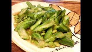 S1Ep74Stir Fry Chinese OkraLoofah Squash with Soy Beans 毛豆絲瓜 [upl. by Marr140]