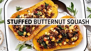 STUFFED BUTTERNUT SQUASH with Apple Sausage Filling [upl. by Luapnoj]