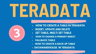 Teradata Tutorial Day  3 Teradata SQL  Create table DML operation in Teradata  NiC IT Academy [upl. by Gwen]