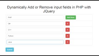 Dynamically Add  Remove input fields in PHP with Jquery Ajax [upl. by Ramyar]