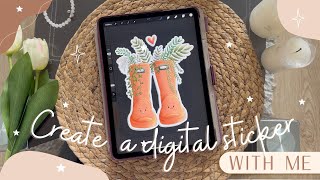 🪴 How to Create a Digital Sticker  Procreate Tutorial  Digital Stickers for Goodnotes [upl. by Ellinehc207]