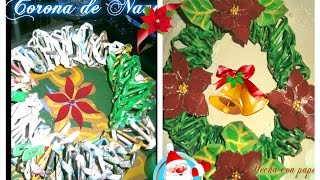 Corona Navideña de papel periódico How to make a newspaper wreath 🎅🎄 [upl. by Auberbach]