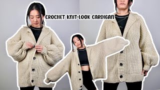 Crochet Knitlook Cardigan Tutorial [upl. by Hurff]