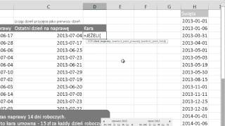 excel210  Kary umowne za przekroczenie terminu za dni robocze  DZIEŃROBOCZY DNIROBOCZE [upl. by Lyrrehs]