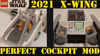 LEGO Star Wars 2021 XWing  Perfect Cockpit MOD TUTORIAL [upl. by Rehtse787]