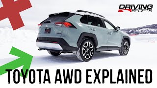 Toyota AWD Explained and Tested 2019 RAV4 Highlander Prius AWD [upl. by Amerak]