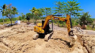 Excavator Working Digging Soil For Building Foundations Heavy Equipment Machinery [upl. by Trabue]