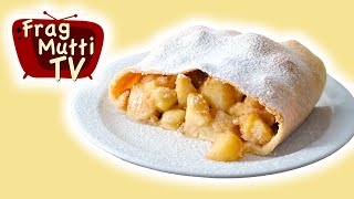 Rezept Apfelstrudel mit Blätterteig  Frag Mutti TV [upl. by Lona]