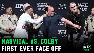 Colby Covington vs Jorge Masvidal First Face Off  UFC 272 Press Conference [upl. by Adnolat727]