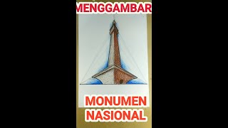 Menggambar Perspektif Tiga Titik Hilang  MONAS Drawing a Missing Three Point Perspective MONAS [upl. by Amej]