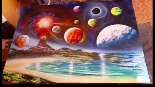 Planets and volcano spray art [upl. by Howlyn]