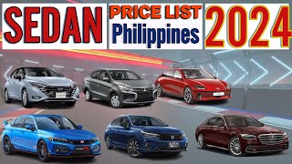 Sedan Price List in Philippines 2024 [upl. by Ardnuassak]