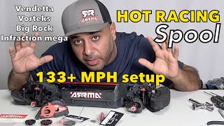 Arrma Vendetta Vorteks Big Rock Infraction Mega HOT Racing spool make your 3s go 133MPH [upl. by Cline]