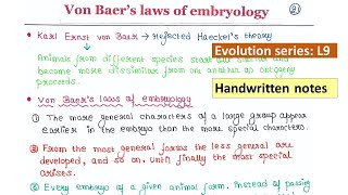 Von Baers laws of embryology  Handwritten notes [upl. by Dhiman]