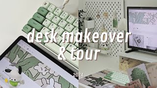 desk makeover 2024 ˚｡☁️🌱‎♡˚  aesthetic pinterest inspired IKEA desk unboxing affordable finds [upl. by Sinnaiy]