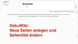 In DokuWiki Seiten anlegen und Titel ändern [upl. by Naillig]