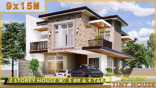 SMALL HOUSE DESIGN   9 X 15  METERS MODERN HOUSE DESIGN WITH 5 BEDROOMS AND 4 BATHROOM [upl. by Ylram]