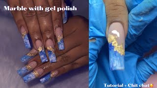 How to do marble with gel 💙 Beginners nail tutorial [upl. by Ynwat]