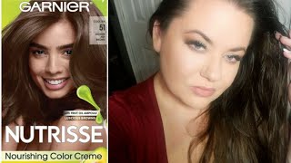 Garnier Nutrisse  Cool Tea 51  Medium Ash Brown  Color and Condition Review [upl. by Zurek]