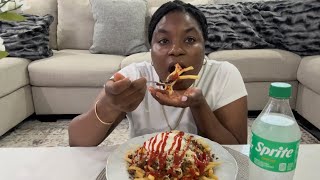 ASMR EATING HOMEMADE CHILLI CHEESE FRIES [upl. by Oilime]