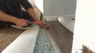 How to install a carpet to vinyl transition strip on concrete [upl. by Violetta]