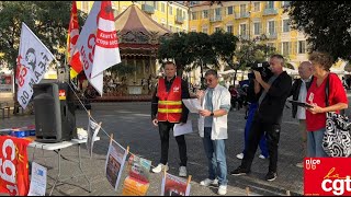 Grève nationale du 29 octobre 2024 contre le PLFSS  discours sur la place Garibaldi à Nice [upl. by Danie756]