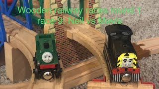 Wooden railway races round 1 race 9 Neil vs Mavis [upl. by Hootman]