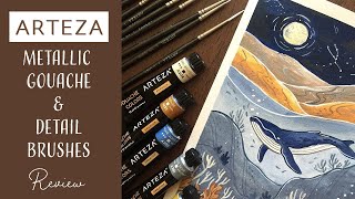 Arteza Gouache Metallic paint amp Arteza Detail Miniature Brushes [upl. by Les]