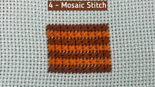 4  Mosaic Stitch Needlepoint Stitch tutorial needlework embroiderystitches canvasstitch [upl. by Robbi]