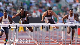 Trey Cunningham and Dylan Beard make quick work of their 110m hurdles heat  NBC Sports [upl. by Idette]