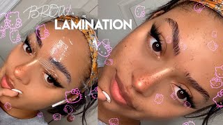 I TRIED BROW LAMINATION AT HOME DIY  QUARANTINE WEEK VLOG [upl. by Aleet]