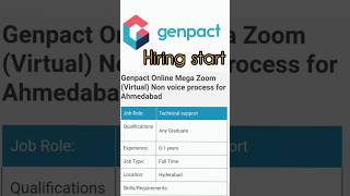 Genpact hiring Technical support Profile hiringjobsgenpact [upl. by Ayaj]