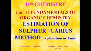 ESTIMATION OF SULPHUR  CARIUS METHOD in Tamil  Unit 11  11th Chemistry [upl. by Christos]