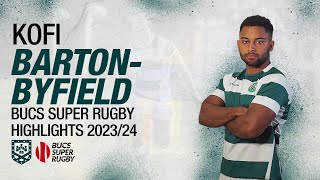 Kofi Barton Byfield  Exeter University 1st XV  BUCS Super Rugby Highlights 202324 [upl. by Helbonna11]