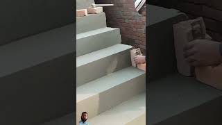 Brick on stairs for railing work construction stairs brick tiles masonry builders [upl. by Aihseket]