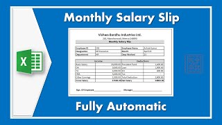 How to Create a Salary Slip in Excel  Fully Automatic [upl. by Dix]