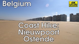 Belgian Coast Hike Nieuwpoort to Ostend Belgium 4K [upl. by Alaine]