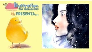 Acquerello tutorial RITRATTO  ragazza nella neve [upl. by Okorih]