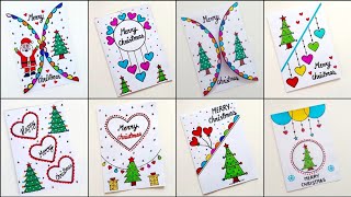 8 Easy amp Beautiful white paper Christmas Card makingDIY Greeting CardHandmade Merry christmas card [upl. by Rolo496]