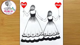 Mothers Day Drawing With Pencil Sketch For Beginners  Mothers Day Pencil Sketch Pencil Drawing [upl. by Aknaib]