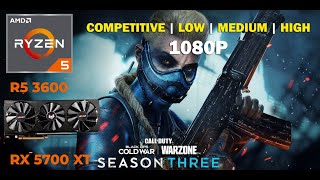 Call of Duty Warzone  RX 5700 XT  RYZEN 5 3600  Temporada 3  Season 3  High to Low settings [upl. by Ransome182]