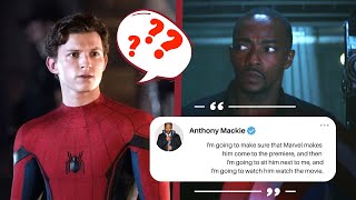 Anthony Mackie Reacts to Tom Hollands Comments About Falcon Movie [upl. by Hannibal986]