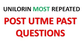 Post utme past questions  Unilorin past questions [upl. by Suiratnod]