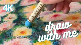 Draw With Me — Sennelier Oil Pastel Drawing Process of Flowers in 4K [upl. by Evelinn892]