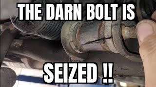 Seized control arm bolt removal from a rotted control arm [upl. by Nikolai]