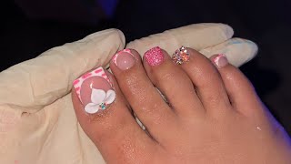 HOW TO DO ACRYLIC TOES  ACRYLIC OVERLAY 💘 [upl. by Agem]