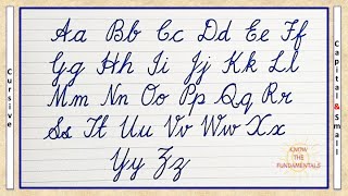 CURSIVE WRITING SMALL AND CAPITAL A TO Z  LETTERS IN FOUR LINES [upl. by Nitsruk]